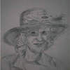 Pencil sketch for monica in the Hat